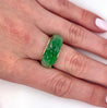 Vintage 14K Yellow Gold Detachable Carved Jadeite Jade Ring-Rings-ASSAY