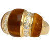 Vintage 14K Yellow Gold Tigers Eye & Diamond Dome Ring