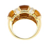 Vintage 14K Yellow Gold Tigers Eye & Diamond Dome Ring