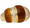 Vintage 14K Yellow Gold Tigers Eye & Diamond Dome Ring