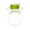 Vintage 14.11 Carat Peridot and Baguette Cut Diamond in 18K White Gold Ring-Rings-ASSAY