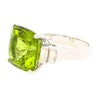 Vintage 14.11 Carat Peridot and Baguette Cut Diamond in 18K White Gold Ring-Rings-ASSAY