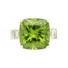 Vintage 14.11 Carat Peridot and Baguette Cut Diamond in 18K White Gold Ring-Rings-ASSAY