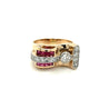 Vintage 14k Gold Retro Style Old Euro Cut Diamond and Baguette Cut Ruby Ring-Rings-ASSAY