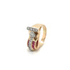 Vintage 14k Gold Retro Style Old Euro Cut Diamond and Baguette Cut Ruby Ring-Rings-ASSAY