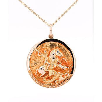 Vintage 14k Solid Gold Carved Medallion Pendant (Set of 3) by William Ruser - Our Lady of Fatima, Saint Martin, Saint George – Assay Jewelers