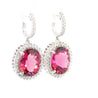 Vintage 16 Carat Pink Checkerboard Oval-Cut Tourmaline and Diamond Earring / Dangle-Drop Tourmaline Earring / Multi Gem Drop Earring-Earrings-ASSAY