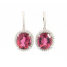 Vintage 16 Carat Pink Checkerboard Oval-Cut Tourmaline and Diamond Earring / Dangle-Drop Tourmaline Earring / Multi Gem Drop Earring-Earrings-ASSAY