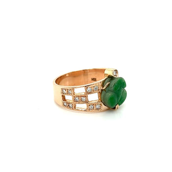 Vintage 18K Rose Gold Jadeite Jade Carved Frog Open Shank Ring – Assay Jewelers