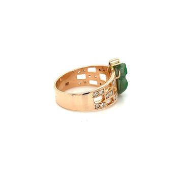 Vintage 18K Rose Gold Jadeite Jade Carved Frog Open Shank Ring – Assay Jewelers