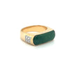 Vintage 18K Yellow Gold Jadeite Jade and 0.20 CTW Diamond Horizontal Wide Face Unisex Ring-Rings-ASSAY