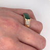 Vintage 18K Yellow Gold Jadeite Jade and 0.20 CTW Diamond Horizontal Wide Face Unisex Ring-Rings-ASSAY