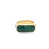 Vintage 18K Yellow Gold Jadeite Jade and 0.20 CTW Diamond Horizontal Wide Face Unisex Ring