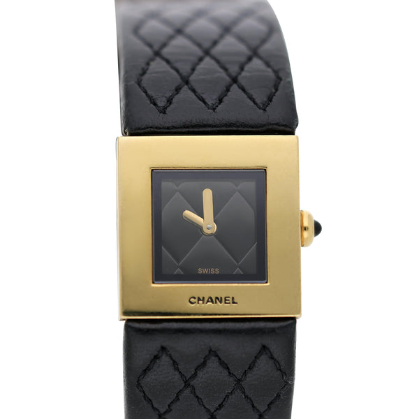 Vintage 1993 Chanel Matelasse 18K Black Dial Quilted Watch