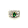 Vintage 1.50 Carat Oval Cut Green Tsavorite and Diamond Cluster Ring