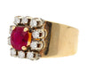 Vintage 1.54 Carat Cushion Cut Ruby in 14K Yellow Gold Wide Band