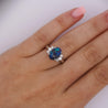 Vintage 2 Carat Oval Black Opal & Diamond 3 Stone Platinum Ring GIA Certified