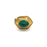 Vintage 22K Gold Egyptian Revival Cabochon Cut Emerald and Garnet Ring-Rings-ASSAY