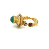 Vintage 22K Gold Egyptian Revival Cabochon Cut Emerald and Garnet Ring-Rings-ASSAY