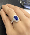 Vintage 2.38 Carat No Heat Oval Blue Sapphire & Milgrain Finish Diamond Ring