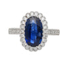 Vintage 2.38 Carat No Heat Oval Blue Sapphire & Milgrain Finish Diamond Ring