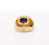 Vintage 2.5 Carat Emerald Cut Blue Sapphire & Diamond Matte Finish Mens Ring