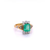 Vintage 2.77 carat Colombian Emerald and Trillion Cut Diamonds in 18k Gold Ring-ASSAY-ASSAY