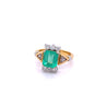 Vintage 2.77 carat Colombian Emerald and Trillion Cut Diamonds in 18k Gold Ring-ASSAY-ASSAY