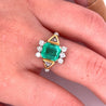 Vintage 2.77 carat Colombian Emerald and Trillion Cut Diamonds in 18k Gold Ring-ASSAY-ASSAY