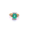 Vintage 2.77 carat Colombian Emerald and Trillion Cut Diamonds in 18k Gold Ring