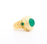 Vintage 3 Carat Cabochon Cut Colombian Emerald Bezel in 20K Yellow Gold Ring-Rings-ASSAY