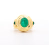 Vintage 3 Carat Cabochon Cut Colombian Emerald Bezel in 20K Yellow Gold Ring