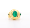 Vintage 3 Carat Cabochon Cut Colombian Emerald Bezel in 20K Yellow Gold Ring