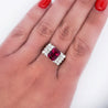 Vintage 3 Carat Radiant Cut Vivid Pink/Purple Tourmaline and Diamond Platinum Ring