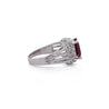 Vintage 3 Carat Radiant Cut Vivid Pink/Purple Tourmaline and Diamond Platinum Ring