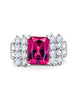 Vintage 3 Carat Radiant Cut Vivid Pink/Purple Tourmaline and Diamond Platinum Ring