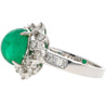 Vintage 3.32 Carat Cabochon Emerald and Diamond Halo Ring in 14K White Gold