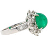 Vintage 3.32 Carat Cabochon Emerald and Diamond Halo Ring in 14K White Gold