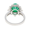 Vintage 3.32 Carat Cabochon Emerald and Diamond Halo Ring in 14K White Gold