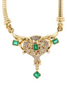 Vintage 5 Carat Emerald & Diamond Necklace in 14K Gold