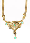 Vintage 5 Carat Emerald & Diamond Necklace in 14K Gold