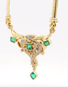 Vintage 5 Carat Emerald & Diamond Necklace in 14K Yellow Gold