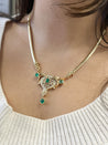 Vintage 5 Carat Emerald & Diamond Necklace in 14K Gold