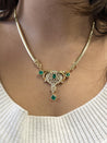 Vintage 5 Carat Emerald & Diamond Necklace in 14K Yellow Gold