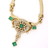 Vintage 5 Carat Emerald & Diamond Necklace in 14K Yellow Gold