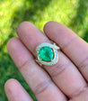 Vintage 5 Carat Pear Cut Emerald Crossover Double Split Shank 14K Gold Ring