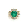 Vintage 5 Carat Pear Cut Emerald Crossover Double Split Shank 14K Gold Ring