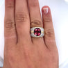 Vintage 6 Carat Pinkish Red Oval Cut Tourmaline Bezel Set Unisex Ring in 18K Yellow Gold