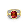 Vintage 6 Carat Pinkish Red Oval Cut Tourmaline Bezel Set Unisex Ring in 18K Yellow Gold