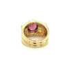 Vintage 6 Carat TW Oval Cut Pinkish-Red Tourmaline with Neon Paraiba Tourmaline and Diamond Ring in 18K Gold